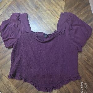 Torrid Burgundy Smocked Crop Top